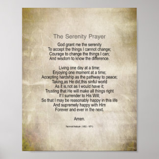 Serenity Prayer Quote Vintage Style Sepia Poster