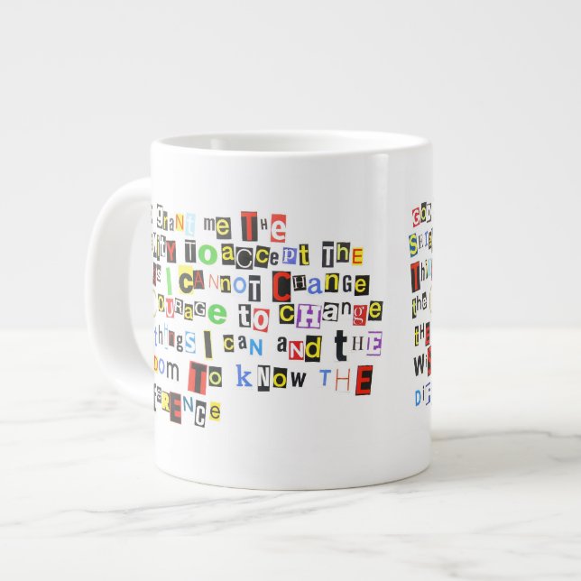 Serenity Prayer Ransom Note Jumbo-Tasse (Vorderseite Links)
