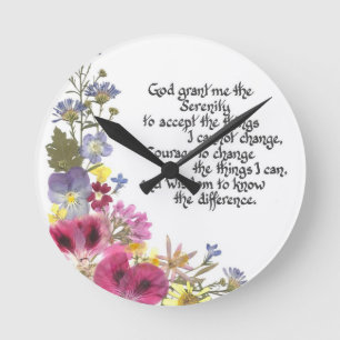 Serenity Prayer Runde Wanduhr