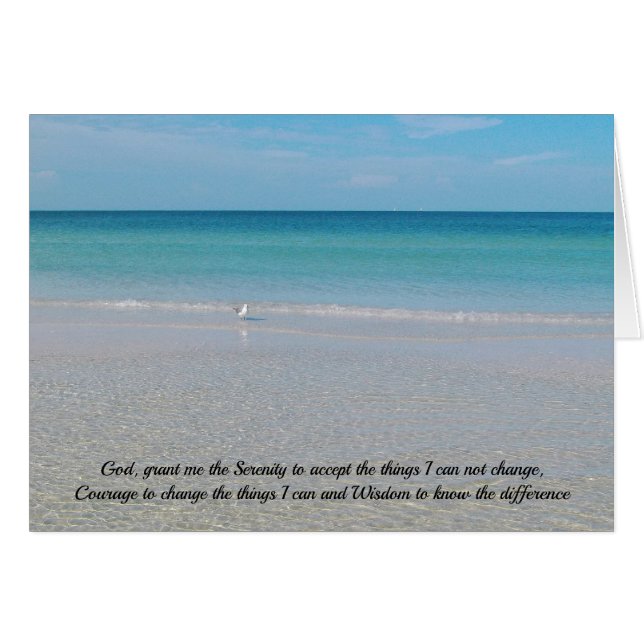 Serenity Prayer Sea Gull an the Beach (Vorderseite (Horizontal))