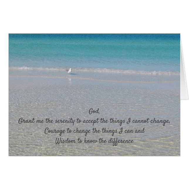 Serenity Prayer Sea Gull an the Beach (Vorderseite (Horizontal))