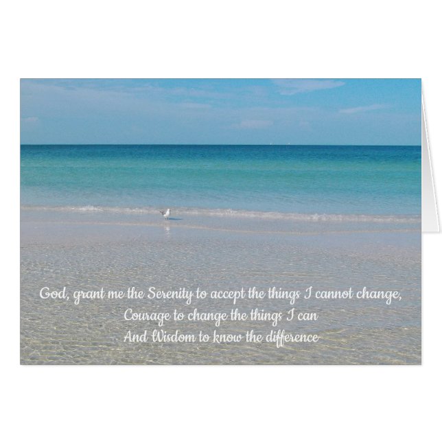 Serenity Prayer Sea Gull an the Beach (Vorderseite (Horizontal))