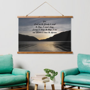 Serenity Prayer See Sonnenuntergang Silhouette Fot Wandteppich Mit Holzrahmen
