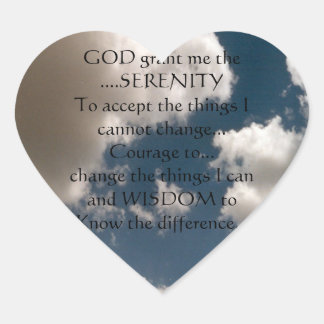 Serenity Prayer Summer Sky Herz-Aufkleber