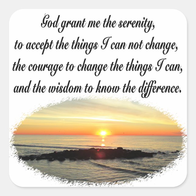 SERENITY PRAYER SUNRISE FOTO DESIGN QUADRATISCHER AUFKLEBER (Vorderseite)