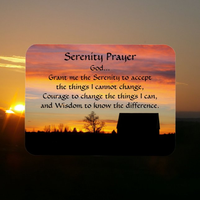 Serenity Prayer Sunset Silhouette Foto Magnet (Sunset Background)