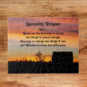 Serenity Prayer Sunset Silhouette Puzzle
