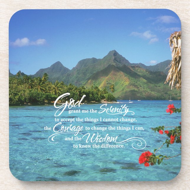 Serenity Prayer und Bora Bora Island Getränkeuntersetzer (Vorderseite)