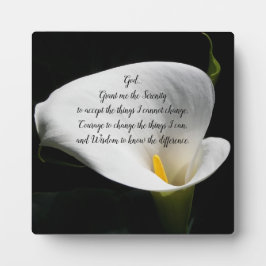 Serenity Prayer White Calla Lily Floral Fotoplatte