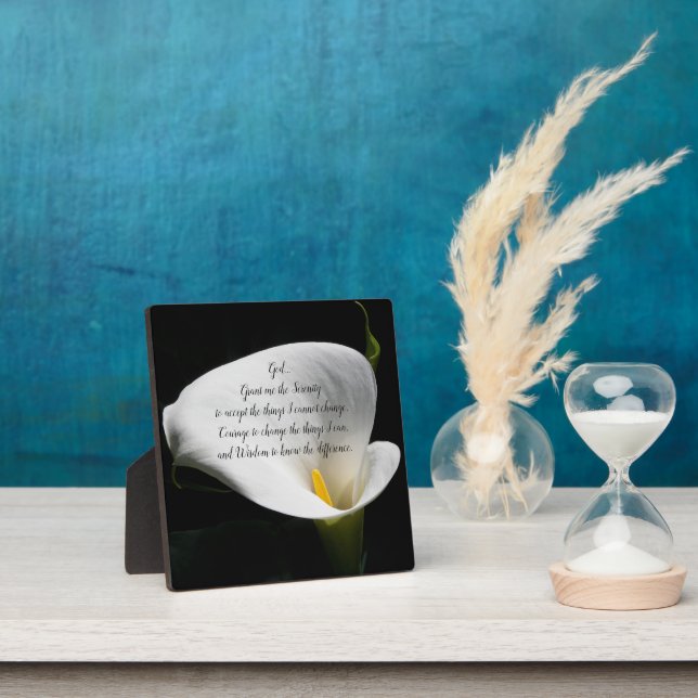 Serenity Prayer White Calla Lily Floral Fotoplatte (InSitu)