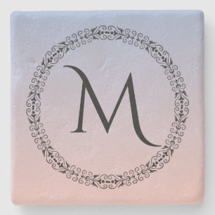 Serenity Rosen Quartz Blue Pink Ombre Monogram Steinuntersetzer