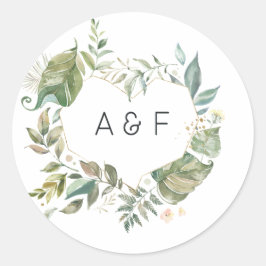 Serenity Simplistic Greenerity Geometric Wedding Runder Aufkleber