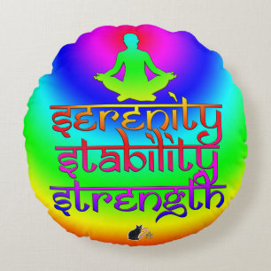 Serenity Stabilität Stärke Regenbogen Absichten Rundes Kissen