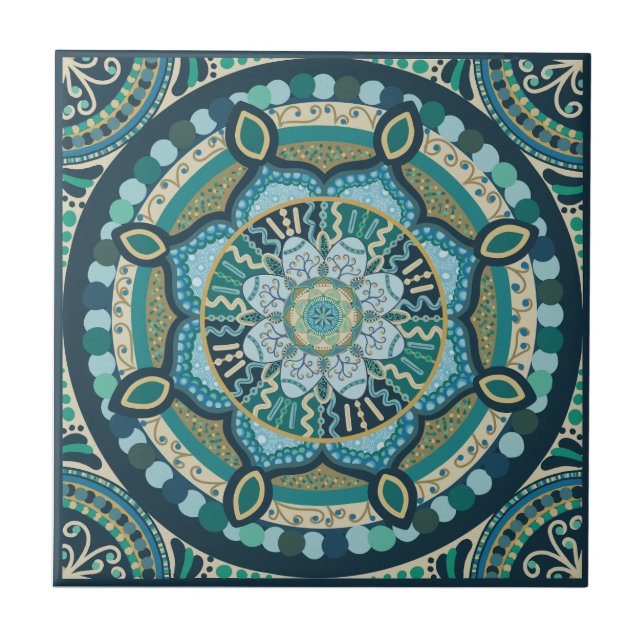 Serenity Tile - Blues und Grüntöne Fliese (Vorderseite)