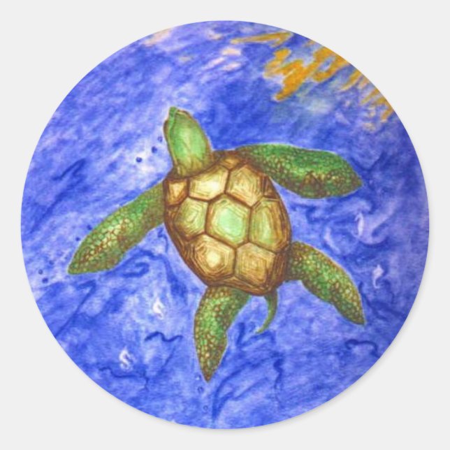 Serenity Turtle Runder Aufkleber (Vorderseite)