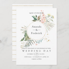 Serenity Watercolor Greenery Geometric Wedding Einladung