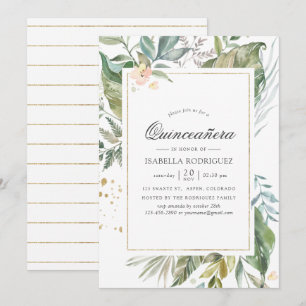 Serenity Watercolor Grüne Geometrische Quinceañera Einladung