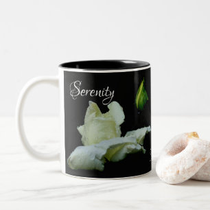 Serenity White Rosenknospe Inspirational Words Zweifarbige Tasse