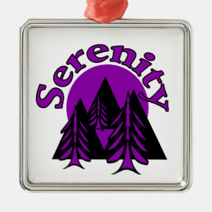 Serenity-Zitat moderne schwarze violette Mondbäume Ornament Aus Metall
