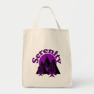 Serenity-Zitat moderne schwarze violette Mondbäume Tragetasche