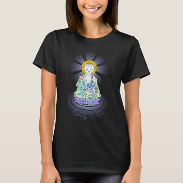 Serenitymeow-Buddha-Katzen-Lotos-Shirt T-Shirt (Vorderseite)