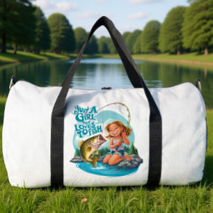 Serenitys Catch: Mädchen fischt auf einem Felsen Duffle Bag