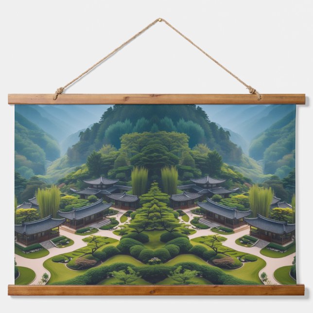 "Serenstil - Naturlich Inspiriert Dekorativ Wandteppich Mit Holzrahmen (Vorne)