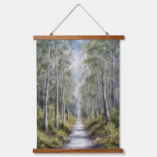 Serenwaldpfad - ruhige Landschaft Kunst, Dichtung  Wandteppich Mit Holzrahmen