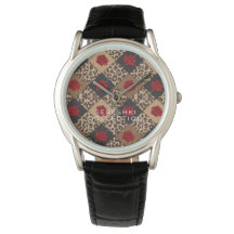 SERESHKI COLLECTION Rose & Leopard Watch BLK 34 mm