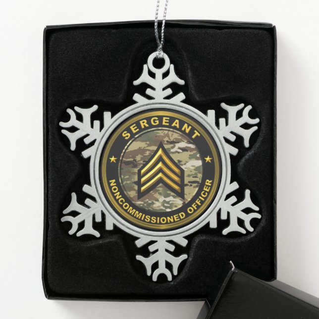 Sergeant Christmas Schneeflocken Zinn-Ornament (Box)