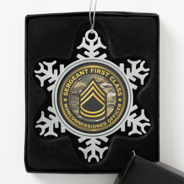 Sergeant First Class Weihnachtsmetallschmuck Schneeflocken Zinn-Ornament (Box)