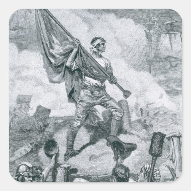 Sergeant Jasper bei der Schlacht von Fort Moultrie Quadratischer Aufkleber (Vorderseite)