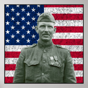 Sergeant York und die amerikanische Flagge — Grenz Poster