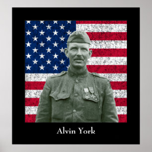 Sergeant York und die amerikanische Flagge Poster