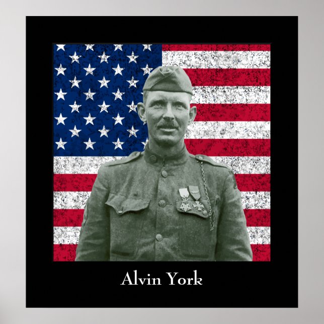 Sergeant York und die amerikanische Flagge Poster (Vorne)