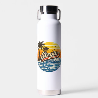 Sergio Retro Sonnenuntergang Namensdesign Trinkflasche