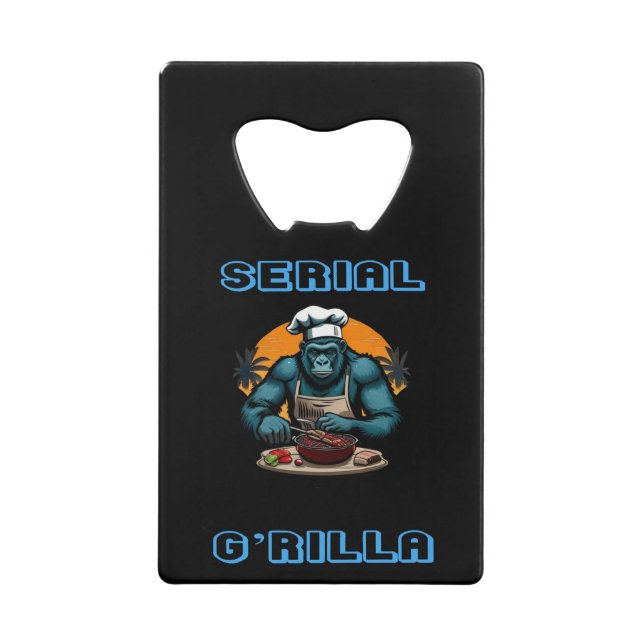 Serial G'rilla Master GRILLEN Griller Fun Pun Geldbeutel Flaschenöffner (Vorderseite)