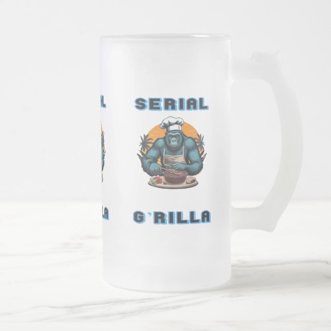Serial G'rilla Master GRILLEN Griller Fun Pun Mattglas Bierglas (Rechts)