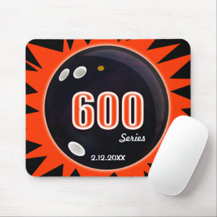 Serie 600 Bowling, Schwarzer Ball mit roter Grafik Mousepad