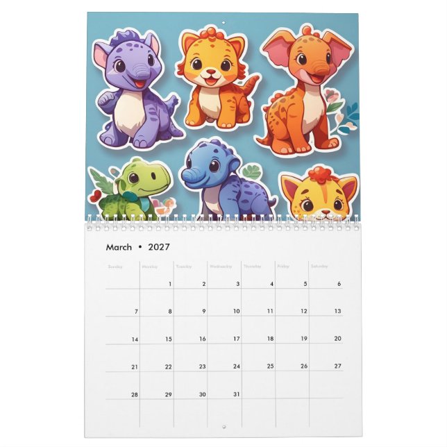 Serie von Cartoon Kalender (Mär 2027)