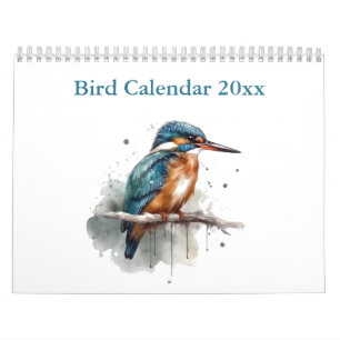 Serie von Vogelbildern in lebhafter Wasserfarbe Kalender