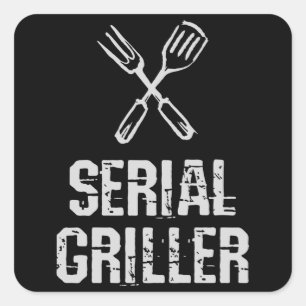 Serieller Griller Grill BBQ Meister Grillbesteck Quadratischer Aufkleber
