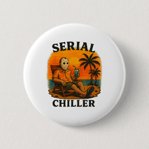 Serienkiller lustiger Horror-Hockey-Masken-Urlaub Button