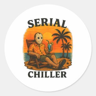 Serienkiller lustiger Horror-Hockeymasken-Urlaub Runder Aufkleber
