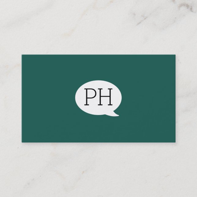 Serientyp Monogramm Gespräch Blase Flasche Grün Visitenkarte (Vorderseite)
