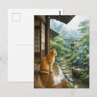series_3_4|Rainy Veranda Tabby Cat Japanese Art Postkarte