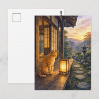 series_3_8|Gazing Lantern Tabby Cat Japanese Art Postkarte