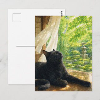 series_4_5|Summer Breeze Black Cat Japanese Art Postkarte
