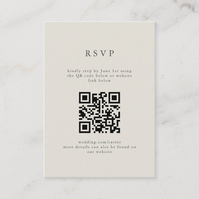 Serif Elegant Modern Wedding QR Code UAWG Begleitkarte (Vorderseite)