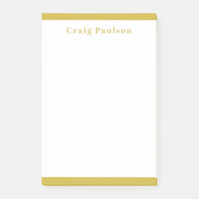 Serif Font Simple Professional Plain Gold White Post-it Klebezettel (Vorderseite)